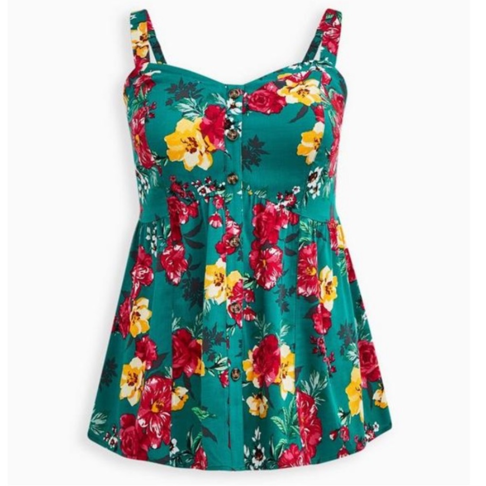Torrid NWT Fit And Flare Rayon Slub Lace-Up Back Tank